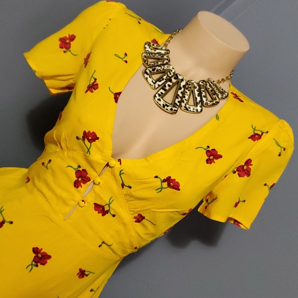 Stunning Yellow Floral Summer Dress MUST SEE - Picture 6 of 8